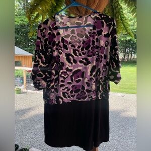 Tunic Top- purple animal print and black